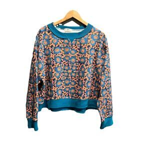 NATURAL LIFE Teal and Coral Floral Sweater